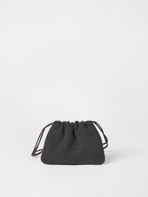 Brunello Cucinelli Soft pochette in riding leather with precious net embroidery
