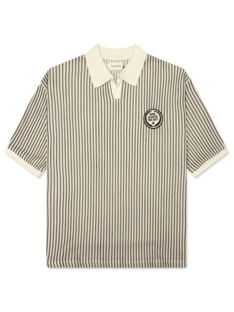 HONOR THE GIFT STRIPED KNIT POLO - BONE