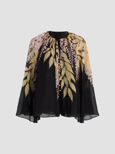 KOBI HALPERIN Women's Cara Leaves Blouse - Black Pink