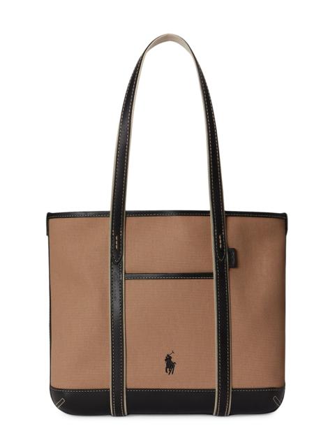 Polo Ralph Lauren Women's Polo Bear Leather-Trim Canvas Tote Bag - Porcelain Black