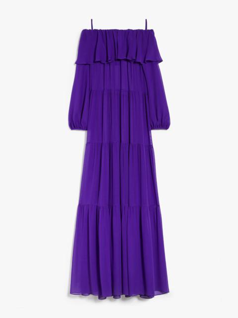 Max Mara LEMMA Printed silk off-the-shoulder dress