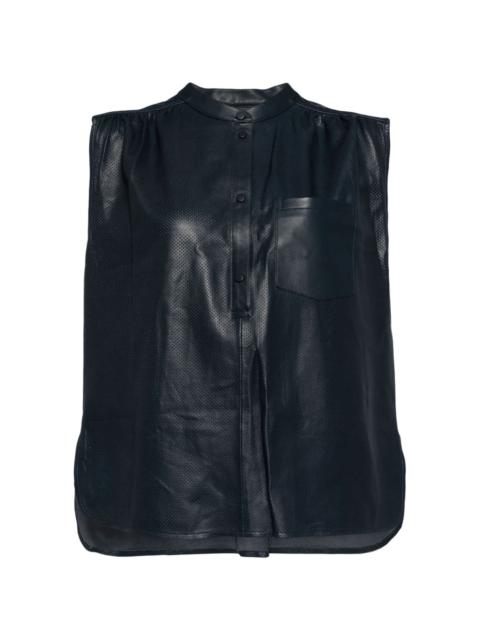 sleeveless leather blouse