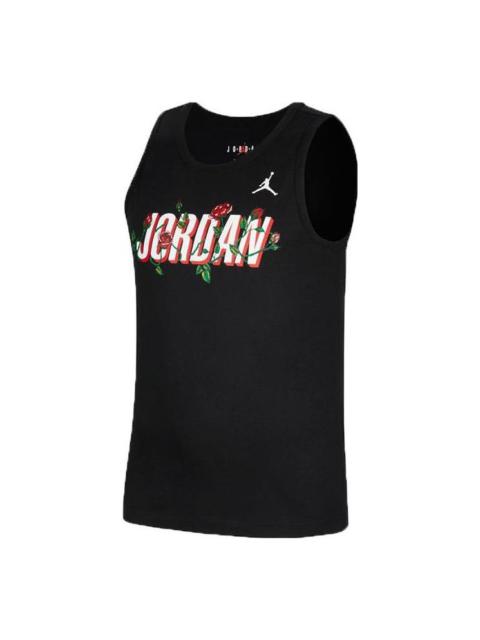 Jordan Men's Air Jordan Brand Sorry Rose Printing Logo No. 23 Sports Black Vest DR1417-010