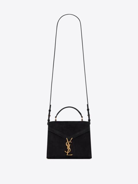 SAINT LAURENT cassandra mini top handle bag in crocodile-embossed nubuck