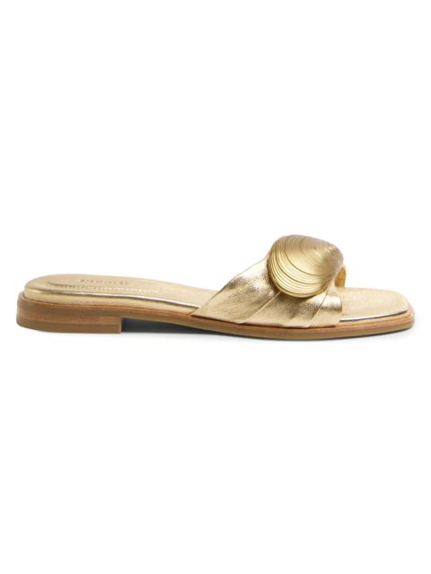 SIMKHAI Women's Gigi Oyster Shell Hardware-Detail Leather Sandals - Gold