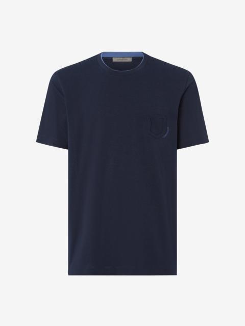 CORNELIANI Navy blue crew neck stretch jersey t-shirt