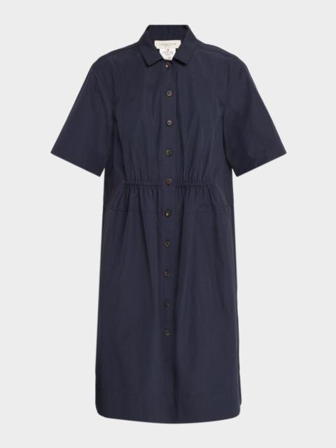 Lafayette 148 New York Gathered Organic Cotton Poplin Shirtdress