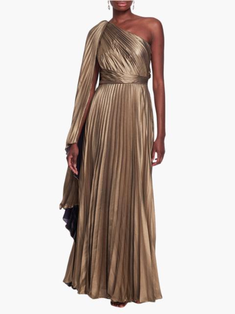 Marchesa ONE SHOULDER GEORGETTE CAPE GOWN