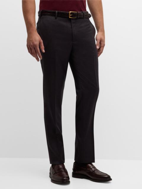 GIORGIO ARMANI Men's Flat-Front Wool Trousers