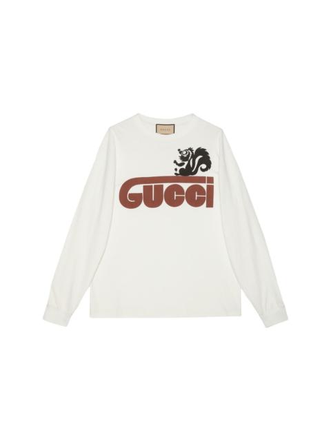 Skunk-embroidered cotton sweatshirt