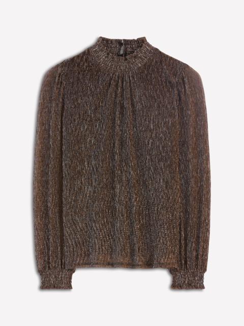BODEN Smocked Neck Metallic Top-Metallic