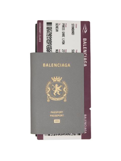BALENCIAGA Gray 1 Ticket Passport Long Wallet
