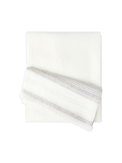 Brunello Cucinelli embroidered-detail striped linen scarf