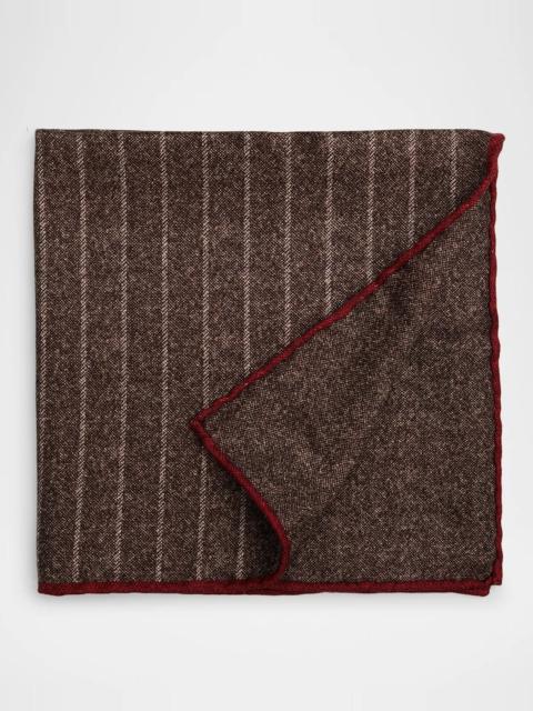 Brunello Cucinelli Men's Fine Stripe Double-Face Silk Pocket Square