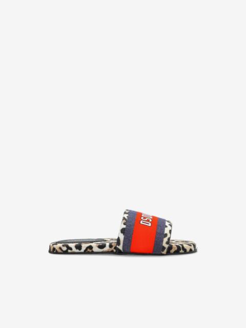 DSQUARED2 leopard-print logo-patch sandals