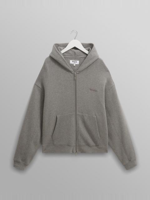 Wax London Harris - Grey Embroidered Logo Loopback Cotton Hoodie