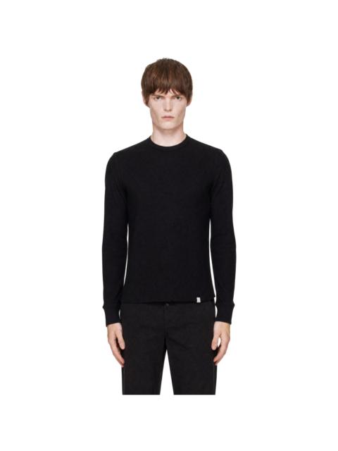 Merz b. Schwanen Black Diamond-Patterned Cotton Thermal Longsleve T-shirt