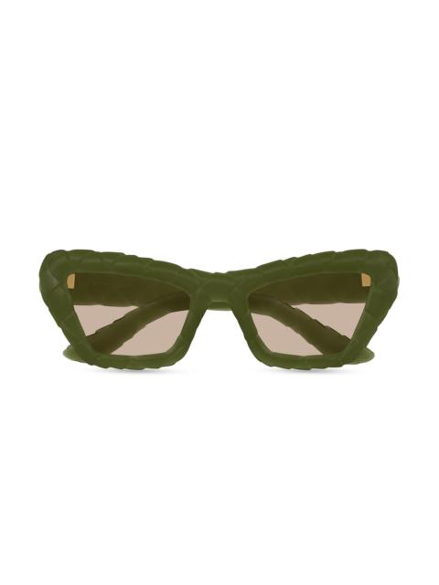 Bottega Veneta Women's Intrecciato 3D Cat-Eye Sunglasses - Green