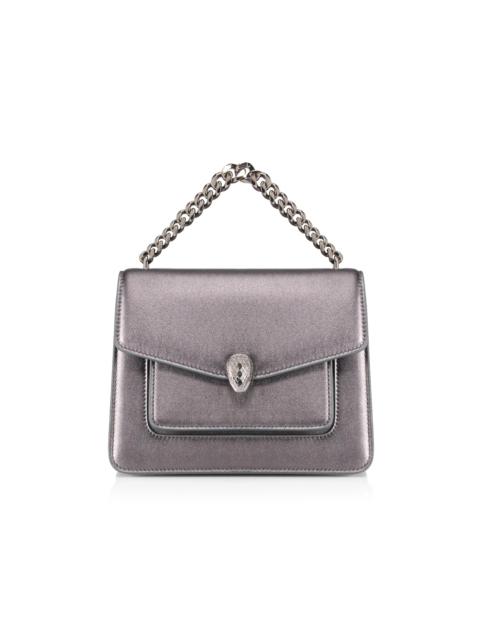 BVLGARI Women's Maxi Serpenti Metallic Leather Chain Top Handle Bag - Anthracite