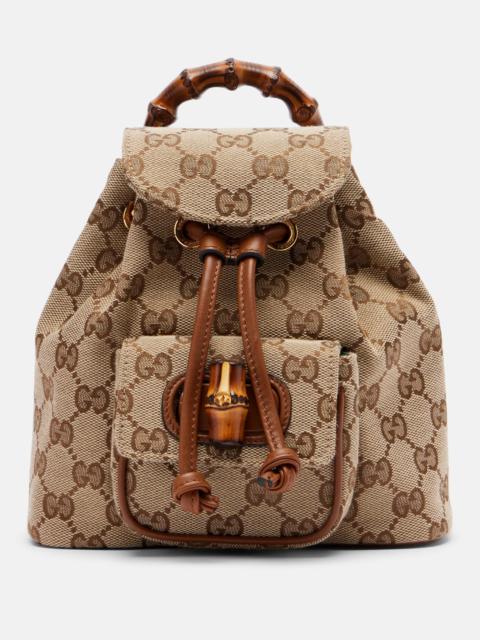 GUCCI Bamboo Medium leather-trimmed canvas backpack