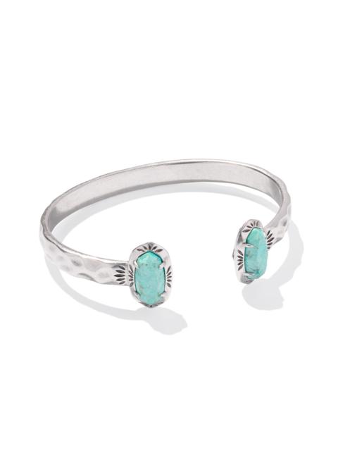 KENDRA SCOTT Elton Vintage Silver Etch Frame Cuff Bracelet in Sea Green Chrysocolla