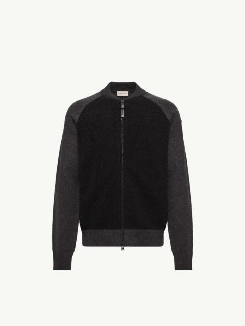 Moncler Bouclé Wool & Cashmere Blend Zip Cardigan