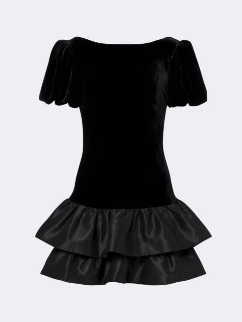 RIXO Anabella tiered velvet minidress