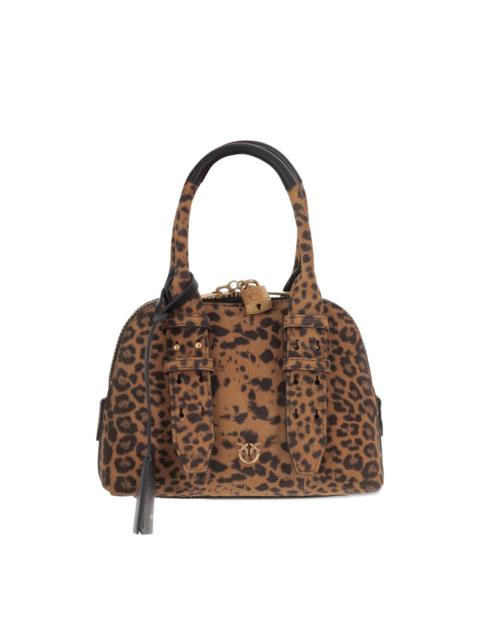 PINKO Mini leopard-print padlock bag
