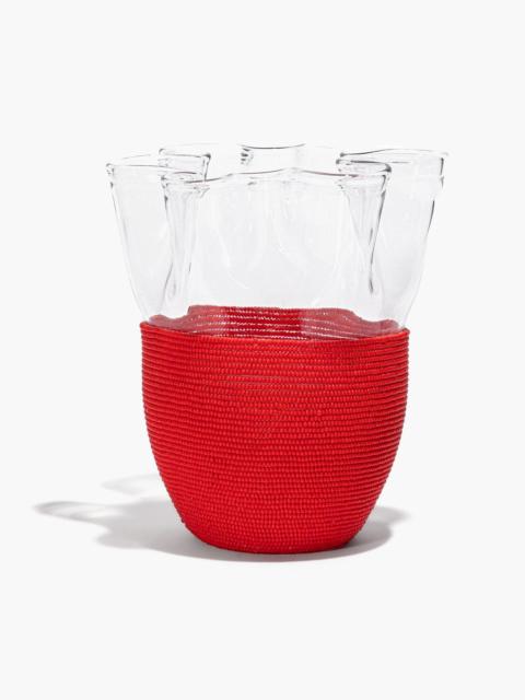 STAUD STAUD WAVY BEADED VASE RED