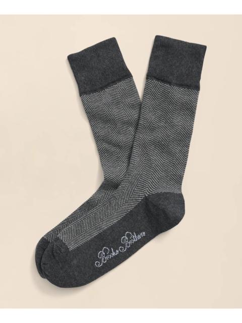 Brooks Brothers Cotton Blend Herringbone Socks
