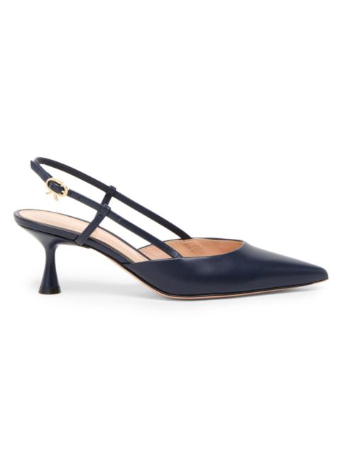 Gianvito Rossi Women's Ascent 55MM Leather Slingback Pumps - Denim