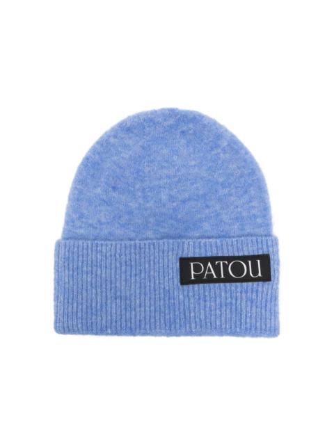 PATOU logo-patch wool-blend beanie