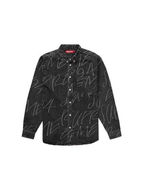 Supreme Supreme Handwriting Jacquard Denim Shirt Washed Black