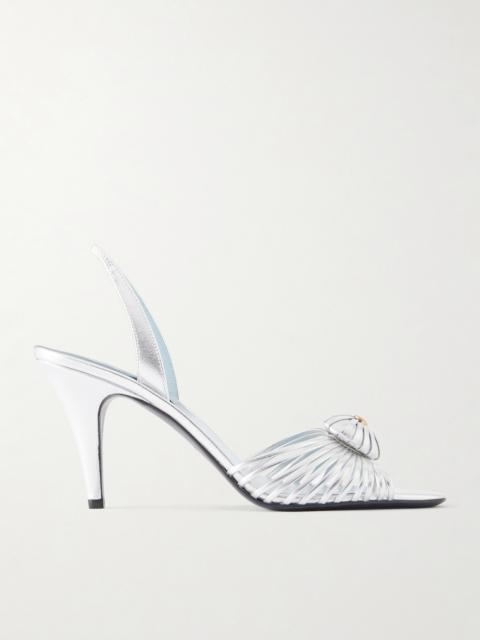 Valentino Coeur Royal 85 Logo-embellished Metallic Leather Sandals