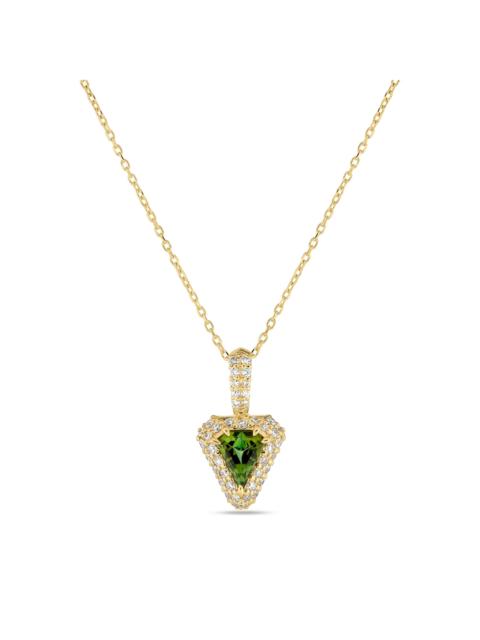 STONE AND STRAND Green Tourmaline Pave Shield Power Charm Necklace