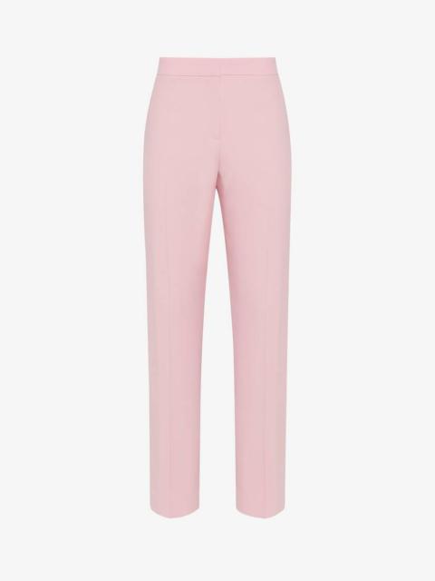 Women's Leaf Crepe Cigarette Trousers in Pale Pink
