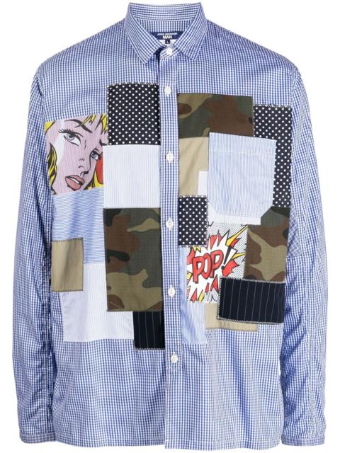 Junya Watanabe MAN checked pop art patchwork shirt