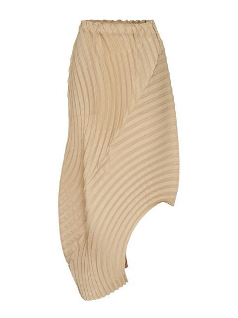 Curved Pleats Stripe Skirt