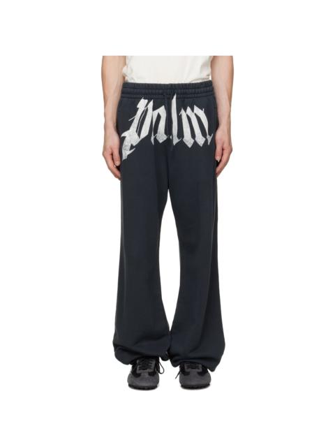 Palm Angels Black Big Waist Logo Sweatpants