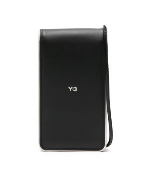 Y-3 logo-print leather phone holder