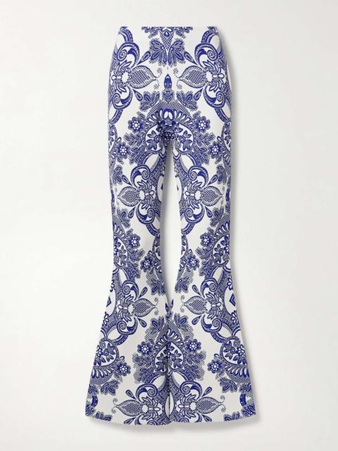 Etro Jacquard-knit flared pants Blue