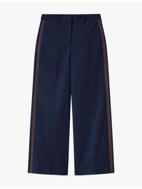 WHISTLES Side-Stripe Straight-Leg Stretch-Woven Trousers