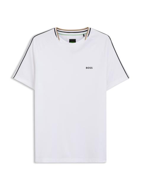BOSS ACTIVE SLIM-FIT T-SHIRT WITH SIGNATURE-STRIPE COLLAR