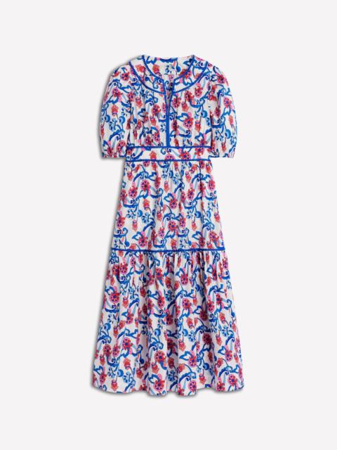 BODEN Rhea Embroidered Midi Dress-Ivory, Foliage Trail