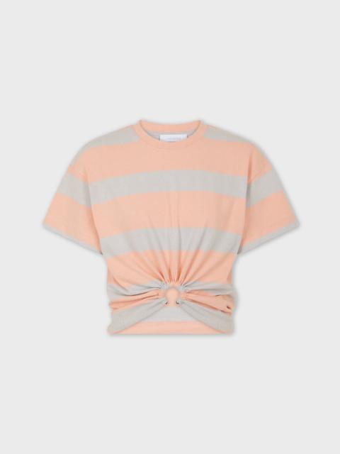 rabanne PEACH STRIPED TEE-SHIRT PIERCING IN COTTON JERSEY