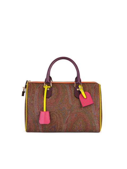 Paisley jacquard colourblock-trim tote bag