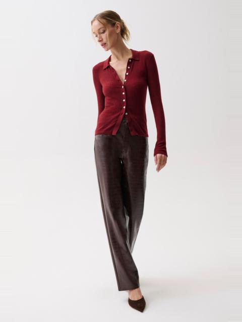 PISTOLA CASSIE SUPER HIGH RISE STRAIGHT - BURGUNDY CROC