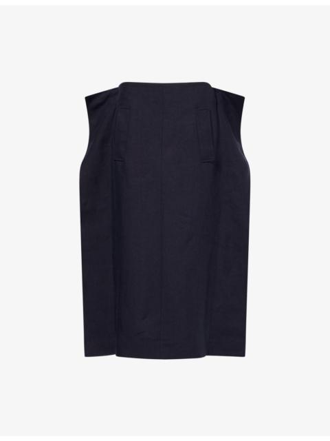 KHAITE Gorgi Tailored Linen Midi Skirt