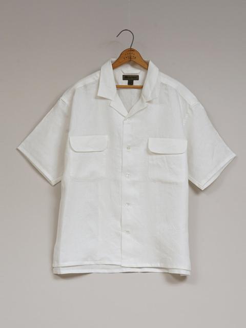 Open Collar Shirt Linen Twill in Off White