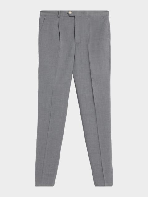 Brunello Cucinelli Men's Virgin Wool Sharkskin Pleated Trousers